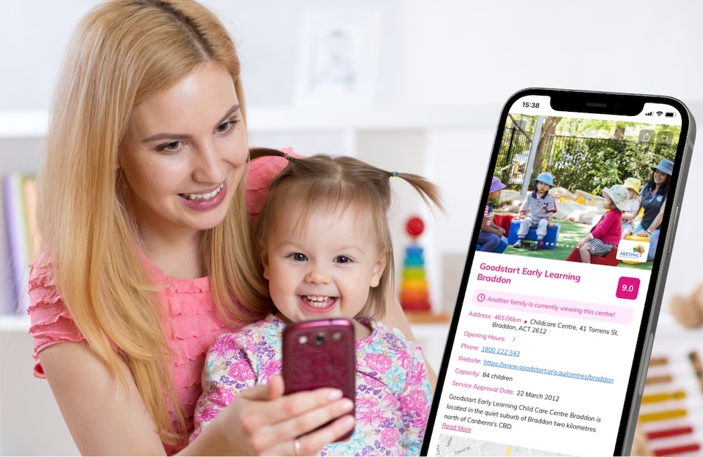 Mother Searching for Childcare on the KindiCare App
